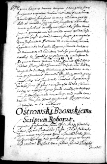 Ostrowski Bzowskiemu scriptum roborat