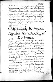 Ostrowski Bolestraszyckim fratribus scriptum roborat
