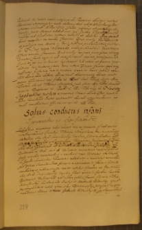 SALUUS CONDUCTUS INFAMI, fragment kodeksu zawierającego łacińskie i polskie formularze pism urzędowych z l. 30. XVII w.