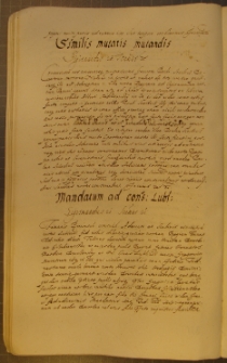 MANDATUM AD CONS' LUBL., fragment kodeksu zawierającego łacińskie i polskie formularze pism urzędowych z l. 30. XVII w.