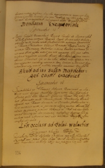 MANDATUM EXEGUOTORIALE, fragment kodeksu zawierającego łacińskie i polskie formularze pism urzędowych z l. 30. XVII w.