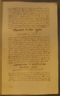 FACULTAS INCIDEN' LIGNA, fragment kodeksu zawierającego łacińskie i polskie formularze pism urzędowych z l. 30. XVII w.