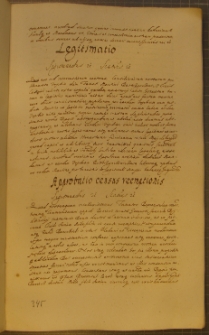 LEGITIMATIO, fragment kodeksu zawierającego łacińskie i polskie formularze pism urzędowych z l. 30. XVII w.