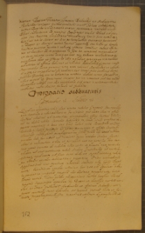 PROROGATIO SUBLEVATIONIS, fragment kodeksu zawierającego łacińskie i polskie formularze pism urzędowych z l. 30. XVII w.