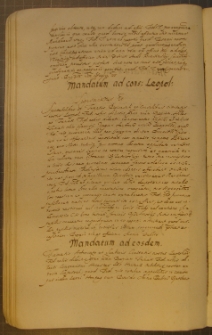 MANDATUM AD CONS. LEOPOL., fragment kodeksu zawierającego łacińskie i polskie formularze pism urzędowych z l. 30. XVII w.