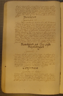 MANDATUM AD SUS SUP'M MAYDEBURGEN , fragment kodeksu zawierającego łacińskie i polskie formularze pism urzędowych z l. 30. XVII w.