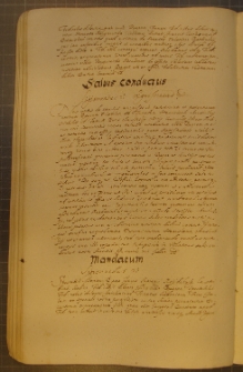SALUUS CONDUCTUS [ nr 2 ], fragment kodeksu zawierającego łacińskie i polskie formularze pism urzędowych z l. 30. XVII w.