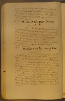 MANDATUM AD SENIOR ARMENOS, fragment kodeksu zawierającego łacińskie i polskie formularze pism urzędowych z l. 30. XVII w.