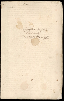 „Capitulum oryginale provinciale de anno 1755 die 21 septembris”