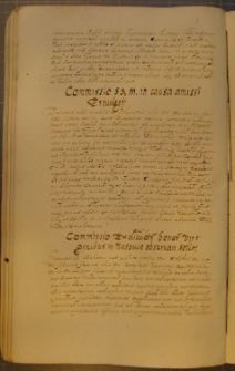 COMMISSIO S.R.M. IN CAUSA AMISSI' PRIVILEGII, fragment kodeksu zawierającego łacińskie i polskie formularze pism urzędowych z l. 30. XVII w.