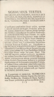 Dokument króla polskiego Zygmunta III Wazy, potwierdzający prawa własności zakonu karmelitów do ziem podarowanych zakonowi przez Mikołaja Radziwiłłowicza,