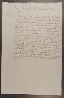 [Relacja z Gdańska (dla dworu szwedzkiego?) o wydarzeniach w Polsce], Gdańsk, 24 XII 1649 r.