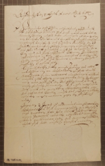 [List nieznanego nadawcy do kanclerza szwedzkiego Axela Oxenstierny z informacjami o wydarzeniach w Polsce], Gdańsk, 4 IV 1654 r.