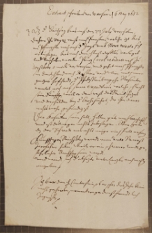„Extract Schreibens vom Warsaw den 6 May 1652”