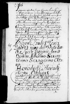 Horodyski Horodyskiemu obligat, 13 XII 1668 r.