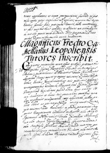 Magnificus Fredro castellanus leopoliensis tutores inscribit