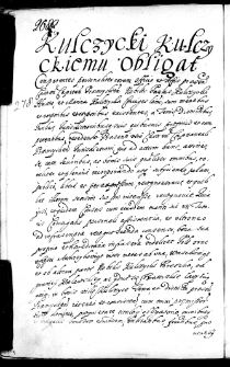 Kulczycki Kulczyckiemu obligat, 13 V 1670 r.