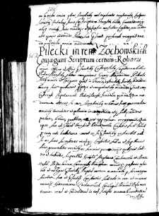 Pilecki in rem Zochowskich coniugum scriptum certum roborat