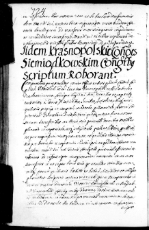 Iidem Krasnopolskie coniuges Siemiądkowskim coniugibus scriptum roborant