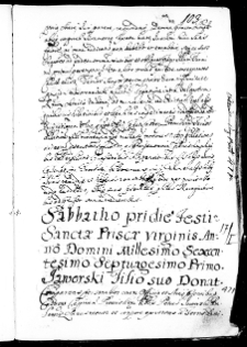 Jaworski filio suo donat, 17 I 1671 r.