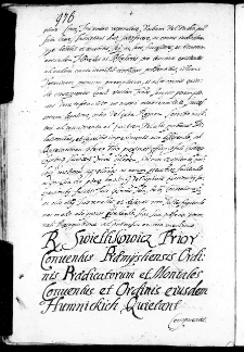 R. Swietlikowicz prior conventus praemysliensisordinis praedicatorum et moniales conventus et ordinis eiusdem Humnickich quietant