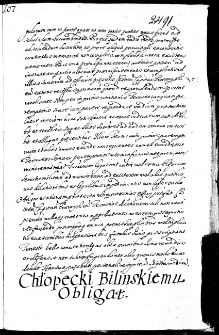 Chłopecki Bilinskiemu obligat, 1 XII 1671 r.