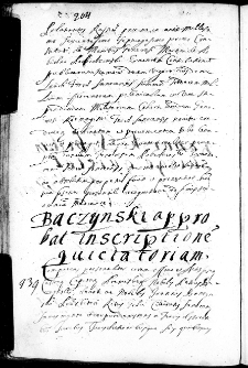 Baczynski approbet inscriptionem quietatoriam