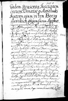 Eadem Strusowa inscriptionem certam donator per Madalinski fratrem suum in rem Borzysławkich coniugum factum approbat