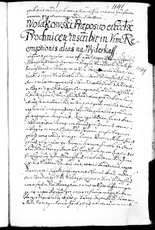 Woiakowski praeposito et ecclesiae prochnicen[si] inscribit in vim reemptionis alias na wyderkaff