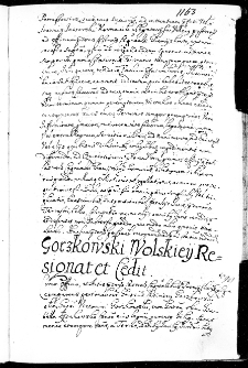 Gorzkowski Wolskiey resignat et cedit