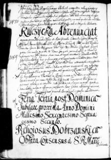Religiosus Dobrzanski cum oblata consensus a S.R. Maiestatis Dobrzanskim cedit