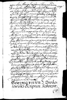 Berezniccy in rem G. Drohoiowski scriptum roborant