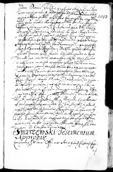 Smarzewski testamentum approbat, 28 VII 1672 r.
