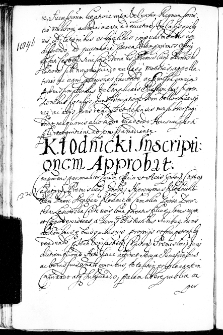 Kłodnicki inscriptionem approbat