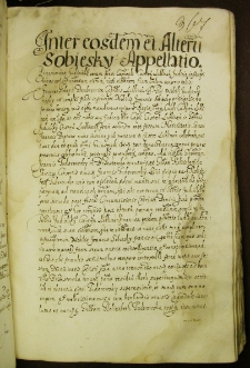 Inter eosdem et alterum Sobiesky lecta appellatio, 20 VI 1611 r.