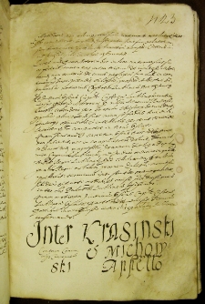 Inter Krasinski cantorem canonicus cracoviensis et Michowski appellatio