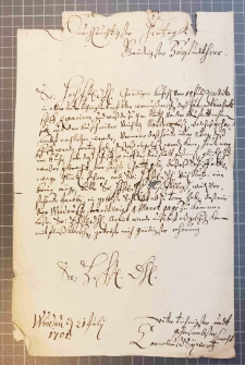 [List ochmistrza Korneliusa Sywertza do księcia (recte: regenta) Kurlandii Ferdynanda (Kettlera)]