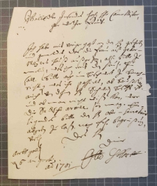 [List Olda Gloret do Friedricha Zentoroviusa, książęcego komornika (Kammermeister) przebywającego w Mitawie]