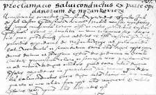 Proclamacio salui conductus ex parte opidanorum de Nizankowicze