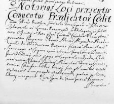 G. Notarius loci praesentis Conventui Praedicatorum cedit
