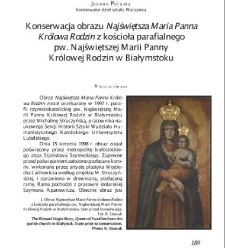 Konserwacja obrazu Najświętsza Maria Panna Królowa Rodzin z kościoła parafialnego pw. Najświętszej Marii Panny Królowej Rodzin w Białymstoku