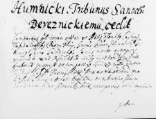 Humnicki Tribunus Sanocensis Bereznickiemu cedit