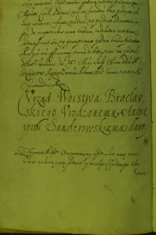 Nadanie Zygmunta III dla Andrzeja Sanderowskiego urzędu wojskiego bracławskiego wakującego po śmierci Iwana Życińskiego, Warszawa, 17 lipca 1628