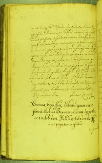 Dokument, w którym Zygmunt III przyznaje żołnierzowi Adrianowi Achersdorffowi sumę 600 zł, która ma być wypłacona z hipoteki przez Michała Brunowa, Warszawa 20 II 1629 r.