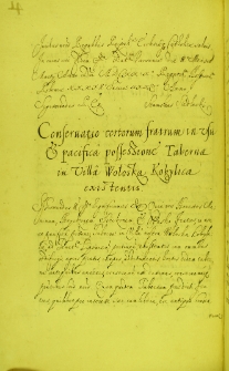 Dokument, w którym Zygmunt III potwierdza prawa dożywotnie do użytkowania karczmy we wsi Wołowska Kobylica oraz warzenia tam piwa i gorzałki, braci Maksyma, Hryćka, Steczka i Waśka, Warszawa 28 II 1629 r.