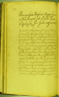 Dokument, w którym Zygmunt III zatwierdza rezygnacje Wilhelma Hewela z kilku wsi w Inflantach (powiat rzeczycki i lucyński) na rzecz Melchiora Hewela, Warszawa 11 I 1629 r.