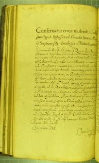 Dokument, w którym Zygmunt III zatwierdza w dożywotnim posiadaniu młyna nad fosą miasta Hrubieszów, synów młynarza Sienka, Warszawa 25 XI 1629 r.