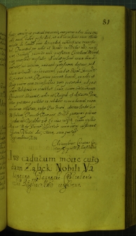 Dokument, w którym Zygmunt III nadaje, pokojowemu królewskiemu, Walentemu Glasneckiemu, dobra przypadłe skarbowi królewskiemu prawem kaduka, Tykocin 30 XII 1630 r.