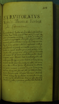Dokument, w którym Zygmunt III nadaje serwitorat Tomaszowi Forbesowi, mieszczaninowi krakowskiemu, Warszawa 6 III 1631 r.
