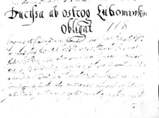 Ducissa ab Ostrog Lubomirskim obligat